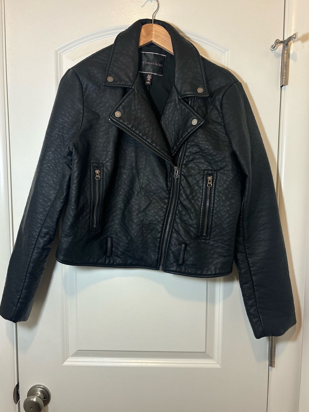 Victoria's Secret Black Faux Leather Moto-Style Jacket